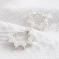 Star Huggie Hoop Earrings in Silver