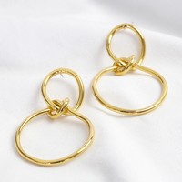 Statement Infinity Knot Drop Earrings in Gold