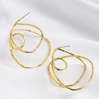 Statement Swirly Hoop Earrings in Gold