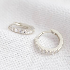 Sterling Silver Crystal Huggie Hoop Earrings