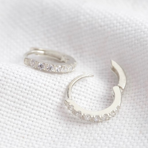 Sterling silver diamante hoop on sale earrings