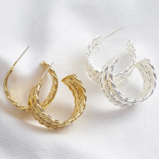 Lisa Angel Wide Double Chain Hoop Earrings
