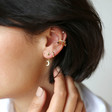 Crystal Moon and Star Jacket Earrings in Gold on Model