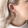 Pearl Hoop Earrings on Model