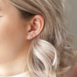 Ladies' Starfish Stud Earrings in Silver on Model