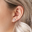 Starfish Stud Earrings in Silver on Model