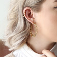 Statement Large Chain Link Hoop Earrings in Gold on Model