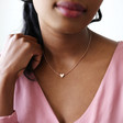 Falling Heart Bead Necklace in Rose Gold on Model