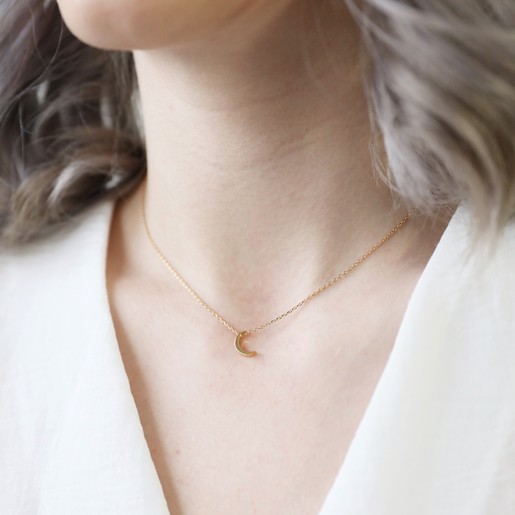 Women's Fashion Gold Chain Black White Half Moon Pendant Necklace UK Seller