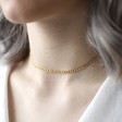 Gold Curb Chain Necklace on Model