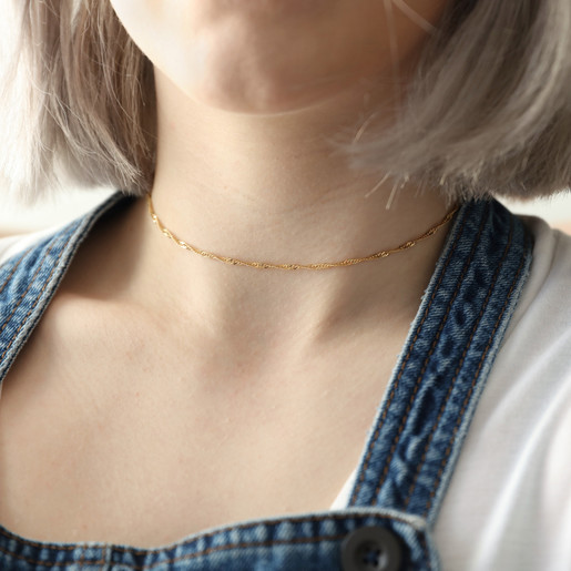 Gold Rope Chain Choker Necklace 