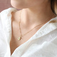 Women's Gold Sterling Silver Affirmation Pendant Necklace on Model