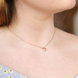 Mismatched Heart Necklace in Rose Gold on Model