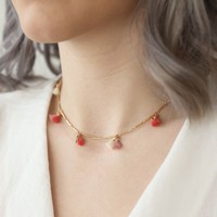 Pink Tassel and Star Necklace in Gold