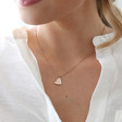 Rose Gold Falling Heart Charms Necklace on Model