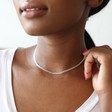 Silver Curb Chain Necklace on Model