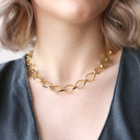 Statement Marquis Link Chain Necklace in Gold