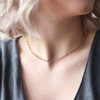Thick Figaro Chain Necklace in Gold