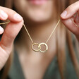 Personalised Interlocking Twisted Ring Necklace on Model