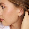 Ladies' Sterling Silver Crystal Huggie Hoop Earrings on Model