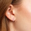 Sterling Silver Crystal Huggie Hoop Earrings on Model