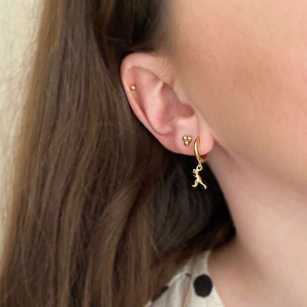 T-Rex Dinosaur Huggie Hoop Earrings in Gold