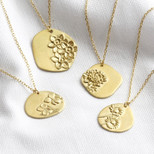 Gold Sterling Silver Cast Birth Flower Necklace