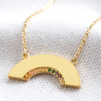 Crystal Rainbow Necklace in Gold