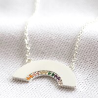 Crystal Rainbow Necklace in Silver