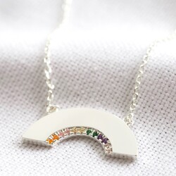 Crystal Rainbow Necklace in Silver