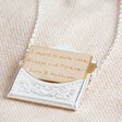 Personalised Silver Anniversary Envelope Locket Necklace with Wood Hidden Charm