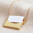 Personalised Gold Graduation Envelope Locket Necklace with Paper Hidden Charm