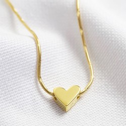 Gold Sterling Silver Falling Heart Bead Necklace