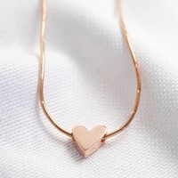 Rose Gold Sterling Silver Falling Heart Bead Necklace