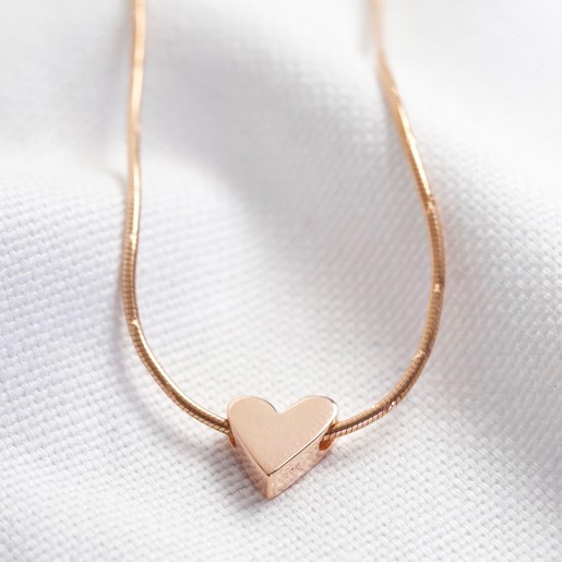 Rose Gold Sterling Silver Falling Heart Necklace Lisa Angel