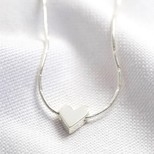 Falling Heart Bead Necklace in Silver