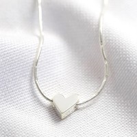 Sterling Silver Falling Heart Bead Necklace