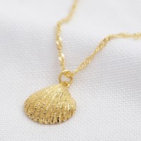 Gold Clam Shell Necklace