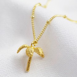 Gold Sterling Silver Palm Tree Pendant Necklace