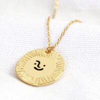 Gold Sun Face Pendant Necklace