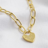 Heart Padlock Pendant Necklace in Gold