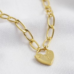 Heart Padlock Pendant Necklace in Gold
