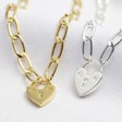 Lisa Angel Heart Padlock Pendant Necklaces in Silver and Gold