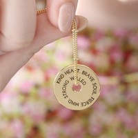 Engraved Message of Affirmation Ring Necklace
