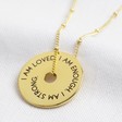 Engraved Message of Affirmation Gold Ring Necklace