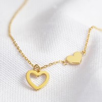Mismatched Heart Necklace in Gold