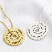 Personalised Message of Affirmation Ring Necklace