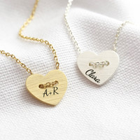 Personalised Button Heart Name Necklace