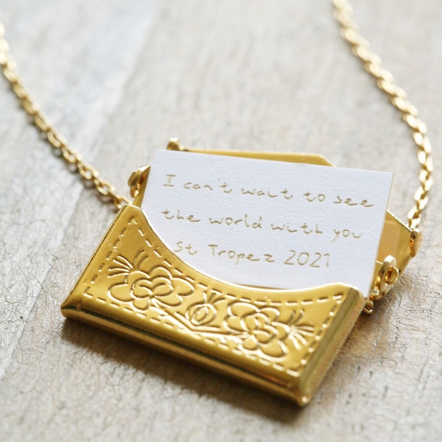 Personalised Envelope Necklace with Hidden Charm Lisa Angel