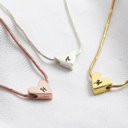 Personalised Sterling Silver Falling Heart Bead Necklace